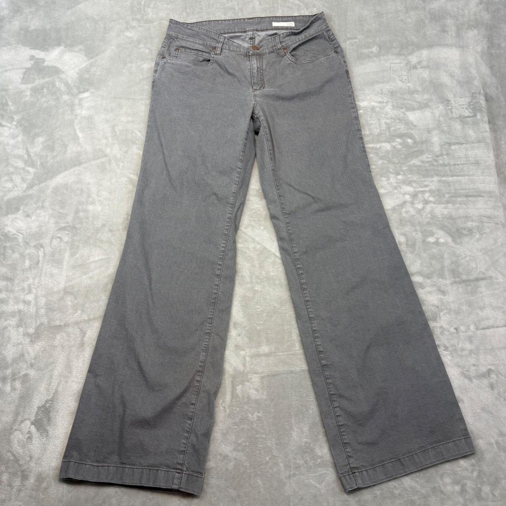 Eileen Fisher Gray Wide Leg Jeans Womens Size 10 Mid Rise Stretch Made in USA